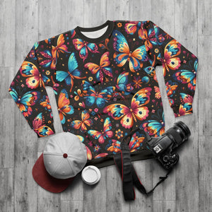 Unisex Multi Colored Butterflies Sweatshirt - Fleece - Dipaliz - Sweatshirts