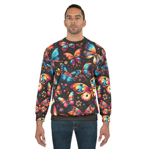 Unisex Multi Colored Butterflies Sweatshirt - Fleece - Dipaliz - Sweatshirts