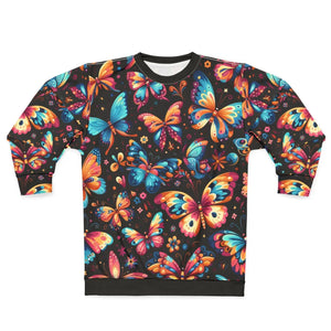 Unisex Multi Colored Butterflies Sweatshirt - Fleece - Dipaliz - Sweatshirts
