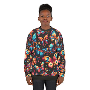 Unisex Multi Colored Butterflies Sweatshirt - Fleece - Dipaliz - Sweatshirts