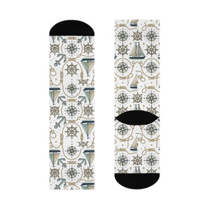 Dipaliz Nautical Crew Socks Compass Pattern Cushioned