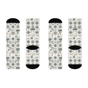 Dipaliz Nautical Crew Socks Compass Pattern Cushioned
