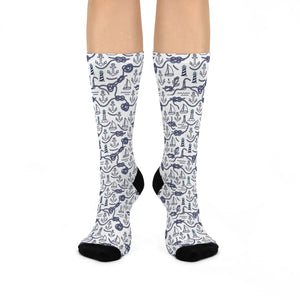Dipaliz Nautical Crew Socks Sailboat Cushioned