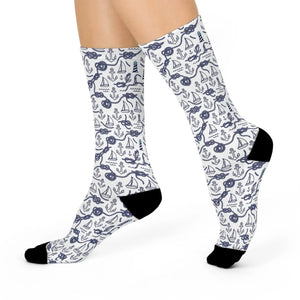 Dipaliz Nautical Crew Socks Sailboat Cushioned