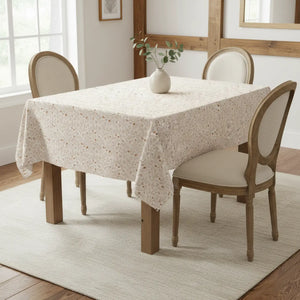 Dipaliz Neutral Floral Tablecloth Beige Botanical Cotton - Tablecloths