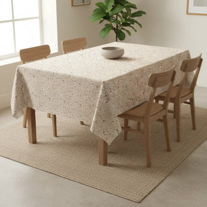 Dipaliz Neutral Floral Tablecloth Beige Botanical Cotton - Tablecloths