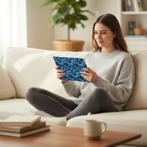 Dipaliz Ocean Swirl Tablet Folio Case Vegan Leather Cover - Computer Accessories