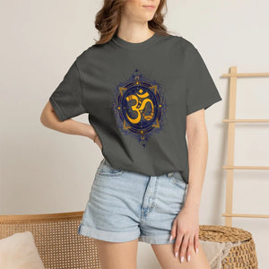 Dipaliz Om Mandala Symbol Yoga Tee Garment Dyed Cotton - T-shirts