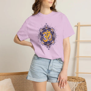 Dipaliz Om Mandala Symbol Yoga Tee Garment Dyed Cotton - T-shirts