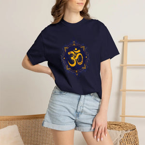 Dipaliz Om Mandala Symbol Yoga Tee Garment Dyed Cotton - T-shirts
