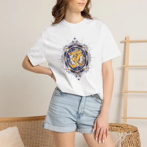 Dipaliz Om Mandala Symbol Yoga Tee Garment Dyed Cotton - T-shirts