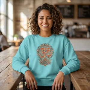 Dipaliz Om Mandala Yoga Graphic Crewneck Cotton Sweatshirt - Sweatshirts