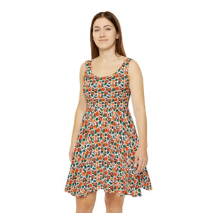 Orange Flower Skater Dress – Organic Cotton - Dipaliz - Dresses - s