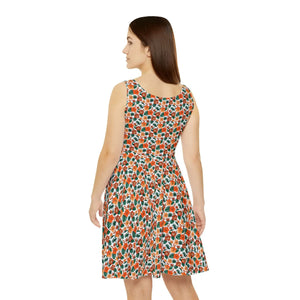 Orange Flower Skater Dress – Organic Cotton - Dipaliz - Dresses - s