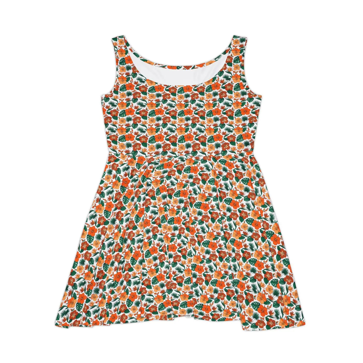 Orange Flower Skater Dress  Eco Friendly | Dipaliz XS