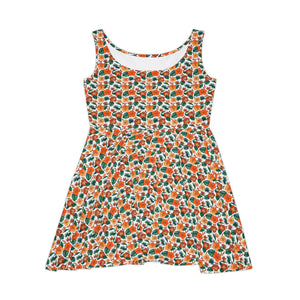 Orange Flower Skater Dress – Organic Cotton - Dipaliz - Dresses - s