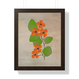 Framed Vertical Poster - Orange Flowers Wall Art - Dipaliz - 16″ x 20″ / Walnut