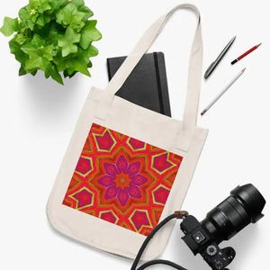 Canvas Tote Bag Red Geometric Pattern Bold Eco Friendly - Dipaliz - one Size / Natural - Bags