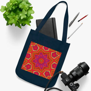 Canvas Tote Bag Red Geometric Pattern Bold Eco Friendly - Dipaliz - Bags