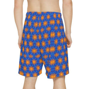 Performance Men’s Sports Shorts - Orange Pattern - Dipaliz