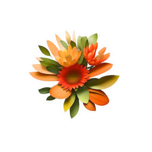 Floral Orange and Red Flowers Vinyl Decals - Dipaliz - Decorative Stickers