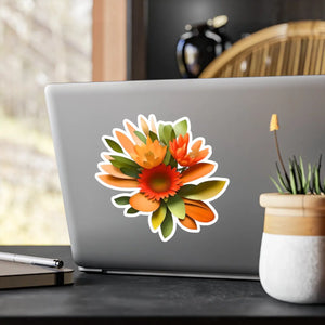 Floral Orange and Red Flowers Vinyl Decals - Dipaliz - Decorative Stickers