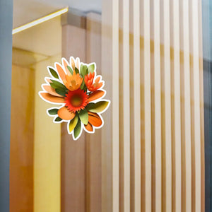 Floral Orange and Red Flowers Vinyl Decals - Dipaliz - Decorative Stickers