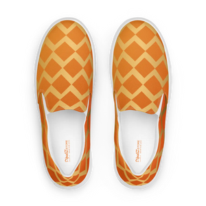 Orange Squares Canvas Shoes Women’s Slip - Dipaliz - Sneakers