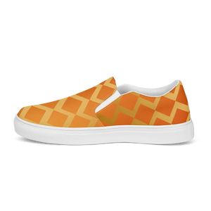 Orange Squares Canvas Shoes Women’s Slip - Dipaliz - Sneakers