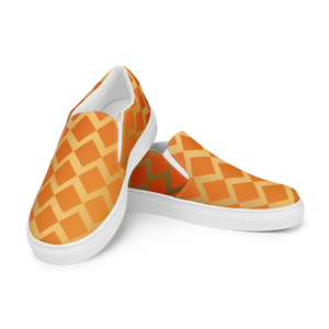 Orange Squares Canvas Shoes Women’s Slip - Dipaliz - Sneakers