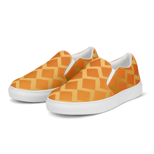 Orange Squares Canvas Shoes Women’s Slip - Dipaliz - Sneakers