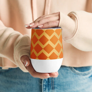 Insulated Orange Zigzag Pattern Wine Tumbler - Dipaliz - Tumblers