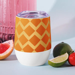 Insulated Orange Zigzag Pattern Wine Tumbler - Dipaliz - Tumblers