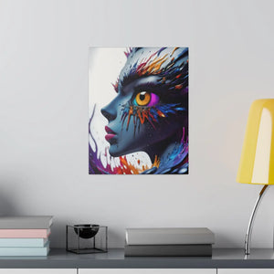 Paint Splash Woman Face Matte Canvas - Dipaliz - Posters Prints & Visual Artwork