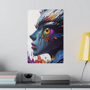 Paint Splash Woman Face Matte Canvas - Dipaliz - Posters Prints & Visual Artwork