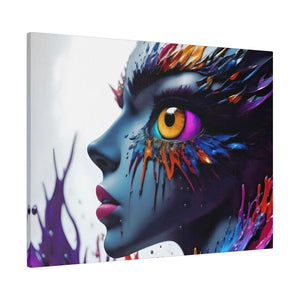 Paint Splash Woman Face Matte Canvas - Dipaliz - Posters Prints & Visual Artwork