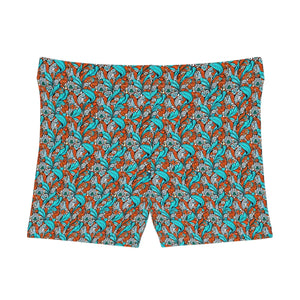 Wicking Women’s Shorts - Paisley Brown and Blue - Dipaliz