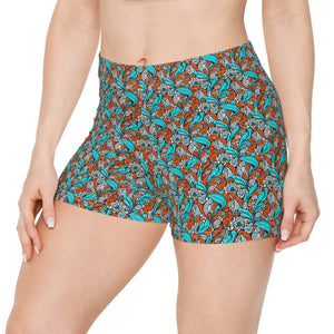 Wicking Women’s Shorts - Paisley Brown and Blue - Dipaliz