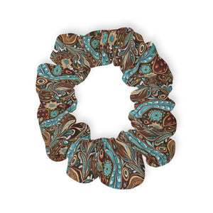 Paisley Brown and Blue Stylish Hair Accessories Scrunchie