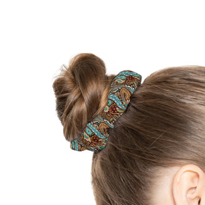 Paisley Brown and Blue Stylish Hair Accessories Scrunchie