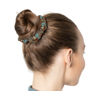 Paisley Brown and Blue Stylish Hair Accessories Scrunchie