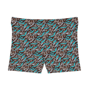 Brown Paisley Women’s Shorts Moisture Wicking - Dipaliz
