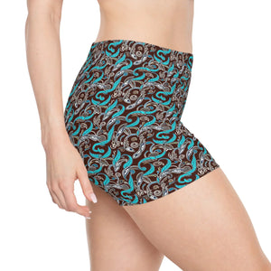 Brown Paisley Women’s Shorts Moisture Wicking - Dipaliz