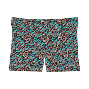 Brown Paisley Women’s Shorts Moisture Wicking - Dipaliz