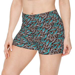 Brown Paisley Women’s Shorts Moisture Wicking - Dipaliz
