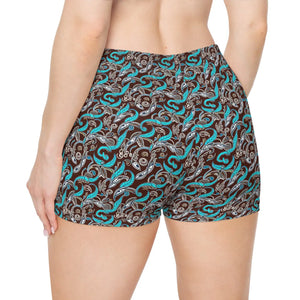 Brown Paisley Women’s Shorts Moisture Wicking - Dipaliz