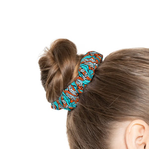 Paisley Orange and Blue Stylish Hair Accessories Scrunchie
