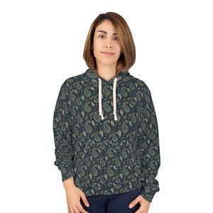 Women’s Navy Paisley All-over Print Pullover Hoodie | Boho Sage Green Pattern Sweatshirt Aop Unisex - Hoodies