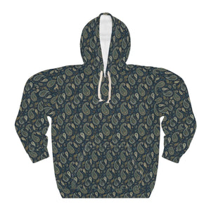 Women’s Navy Paisley All-over Print Pullover Hoodie | Boho Sage Green Pattern Sweatshirt Aop Unisex - Hoodies