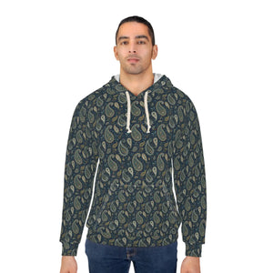 Women’s Navy Paisley All-over Print Pullover Hoodie | Boho Sage Green Pattern Sweatshirt Aop Unisex - Hoodies